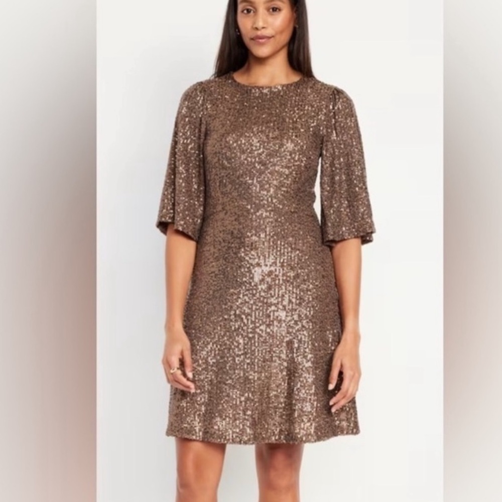 Old Navy Bronze Sequin Mini Dress - Picture 2 of 4